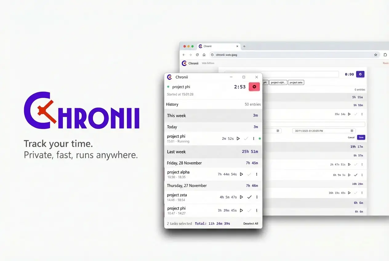 Chronii app mockup (light)
